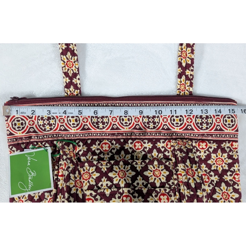 Vera Bradley Villager Burgundy Medallion Quilted Tote Bag - Picture 10 of 16